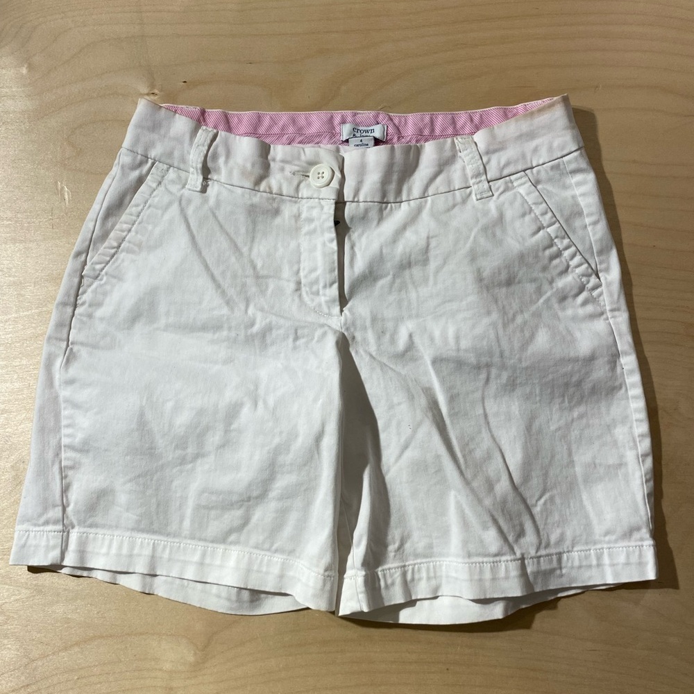 Crown & Ivy Caroline White Women's Shorts with Pink Lining 4 (NH) - Picture 4 of 8